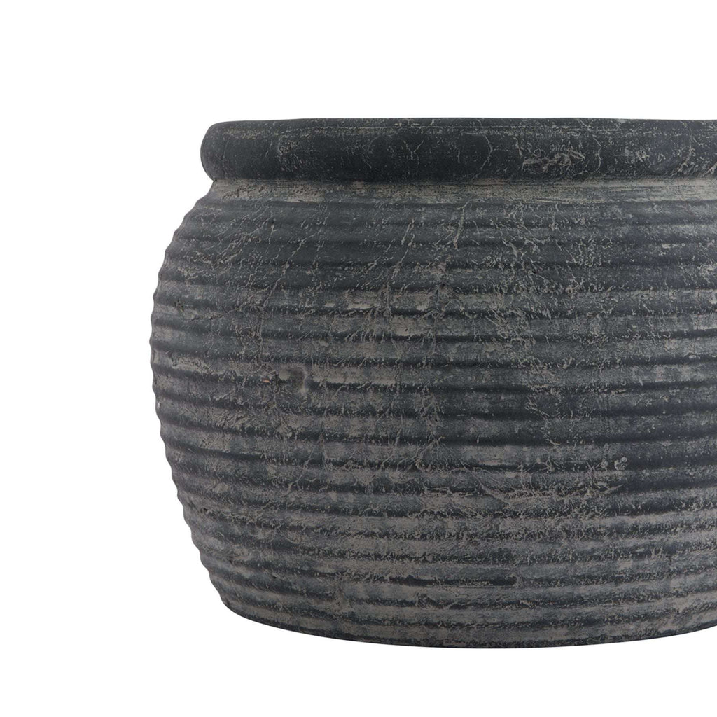 Shades 4 Seasons Rimmed Plant Pot - Textured Grey Shades 4 Seasons