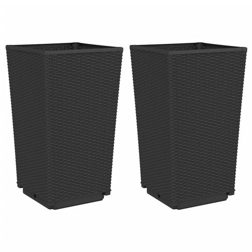 vidaXL Tall Rattan Effect Garden Planters - Weatherproof vidaXL