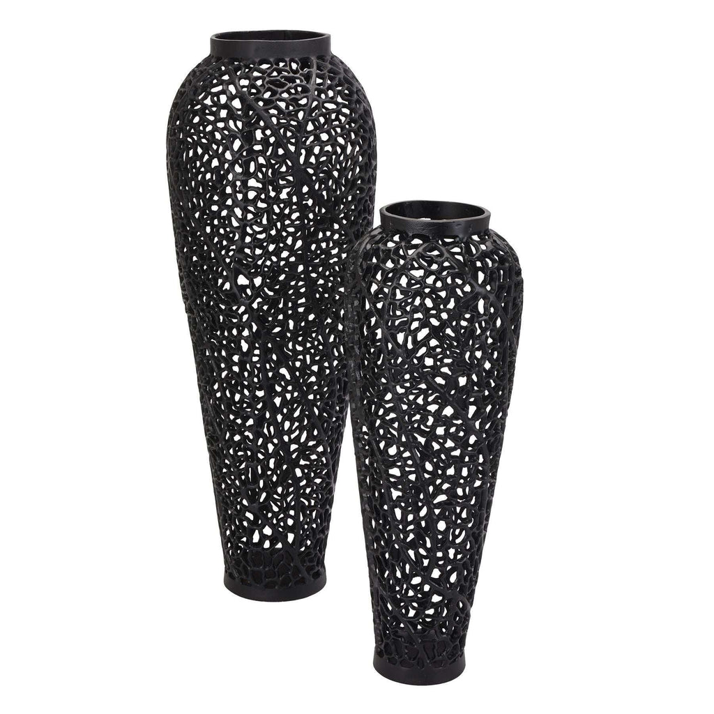 Shades 4 Seasons Tall Black Lattice Vase Pair Shades 4 Seasons