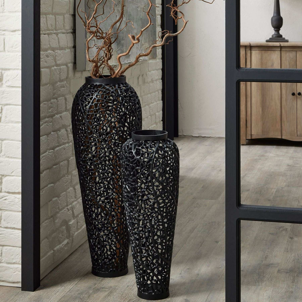 Shades 4 Seasons Tall Black Lattice Vase Pair Shades 4 Seasons