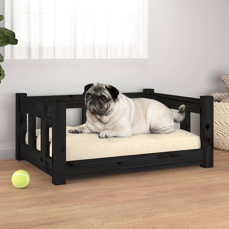 Dog Bed 65.5x50.5x28 cm Solid Wood Pine black VidaXL