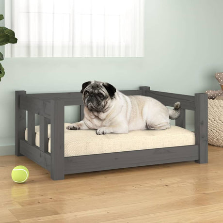Dog Bed 65.5x50.5x28 cm Solid Wood Pine grey VidaXL