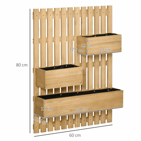 Outsunny Wooden Garden Planters with Trellis Wall-mounted Raised Garden Bed Outsunny