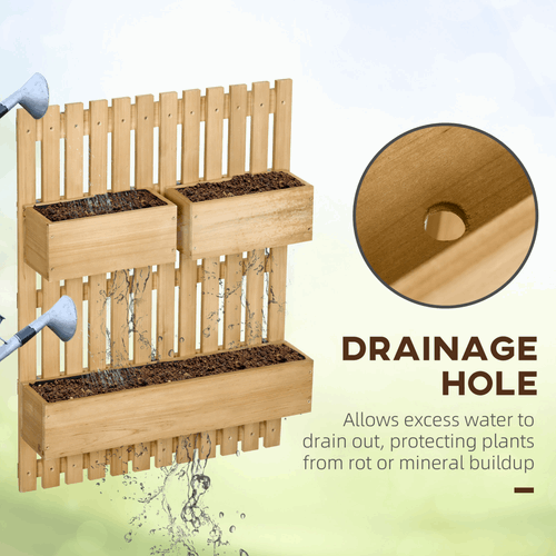Outsunny Wooden Garden Planters with Trellis Wall-mounted Raised Garden Bed Outsunny