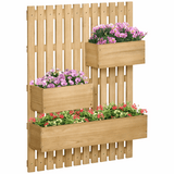Outsunny Wooden Garden Planters with Trellis Wall-mounted Raised Garden Bed Outsunny
