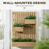 Outsunny Wooden Garden Planters with Trellis Wall-mounted Raised Garden Bed Outsunny