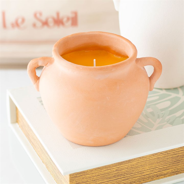 Terracotta Urn Candle Decorative Home Accent N/A