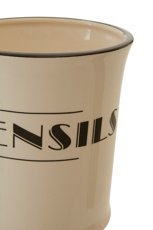 Orsina Ceramic Utensils Holder in Cream Colour for Organising Kitchen Tools