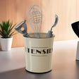 Orsina Utensils Holder in cream with a whisk, peeler, and serving spoon for kitchen organisation