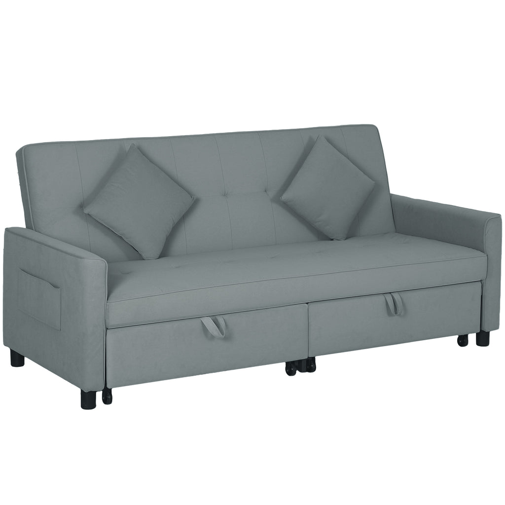 HOMCOM Reversible L-Shaped Sectional Sofa Bed with Cushions Grey HOMCOM