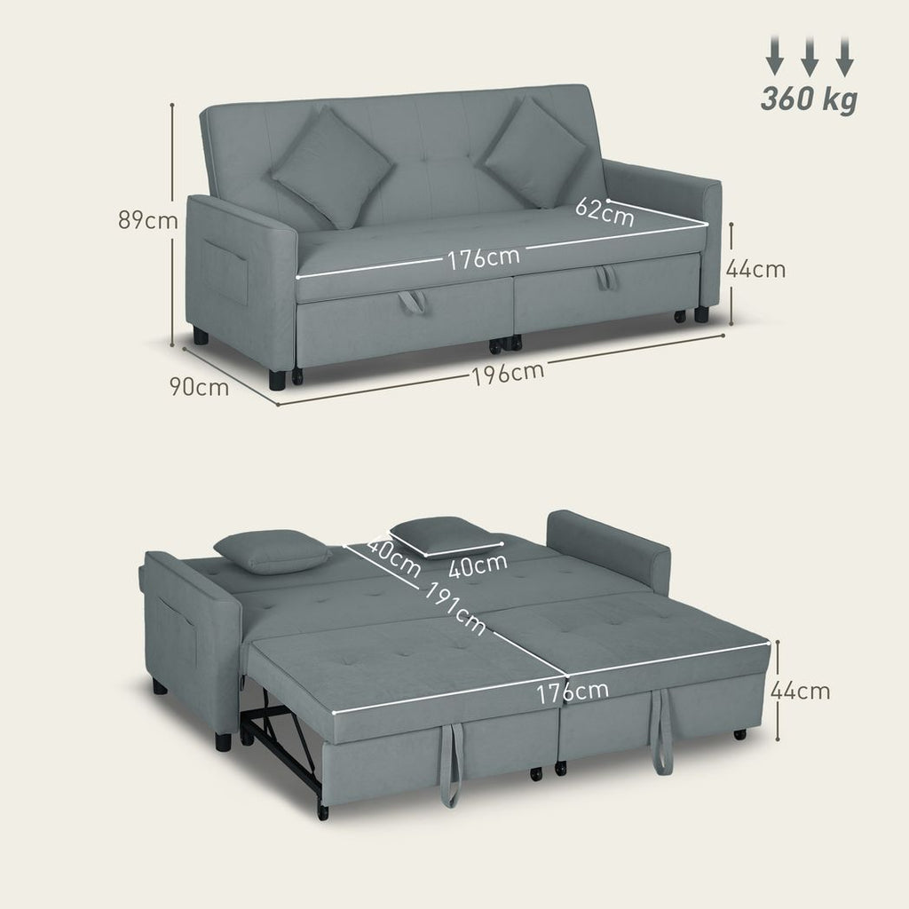 HOMCOM Reversible L-Shaped Sectional Sofa Bed with Cushions HOMCOM