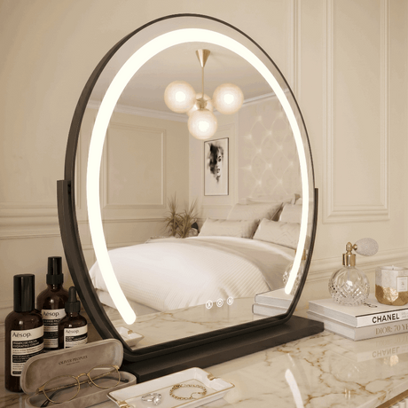 Hollywood vanity mirror with soft LED lighting and sleek design, perfect for elegant make-up applications