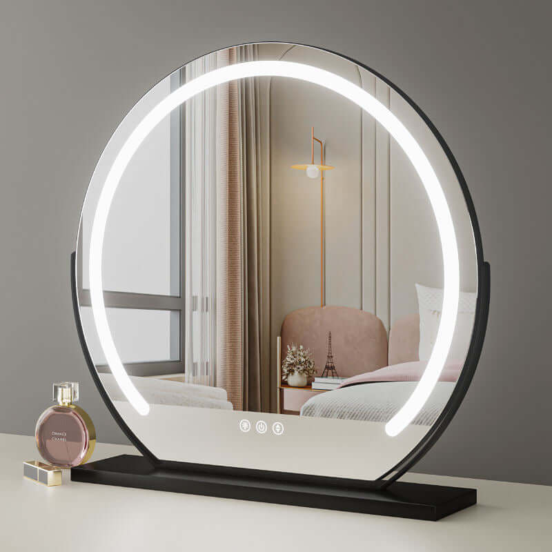Contemporary Hollywood Vanity Mirror with LED Lighting and Stylish Round Design for Dressing Table