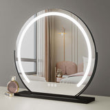 Contemporary Hollywood Vanity Mirror with LED Lighting and Stylish Round Design for Dressing Table