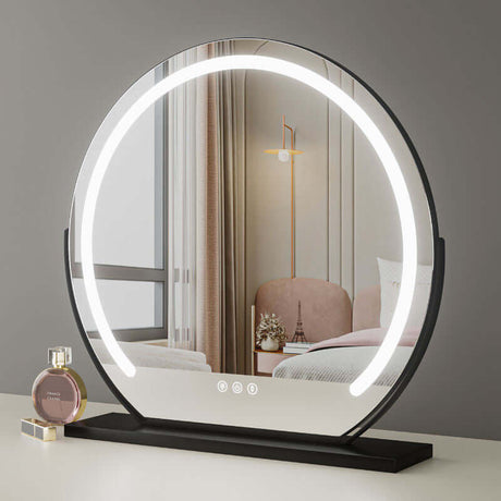 Contemporary Hollywood Vanity Mirror with LED Lighting and Stylish Round Design for Dressing Table
