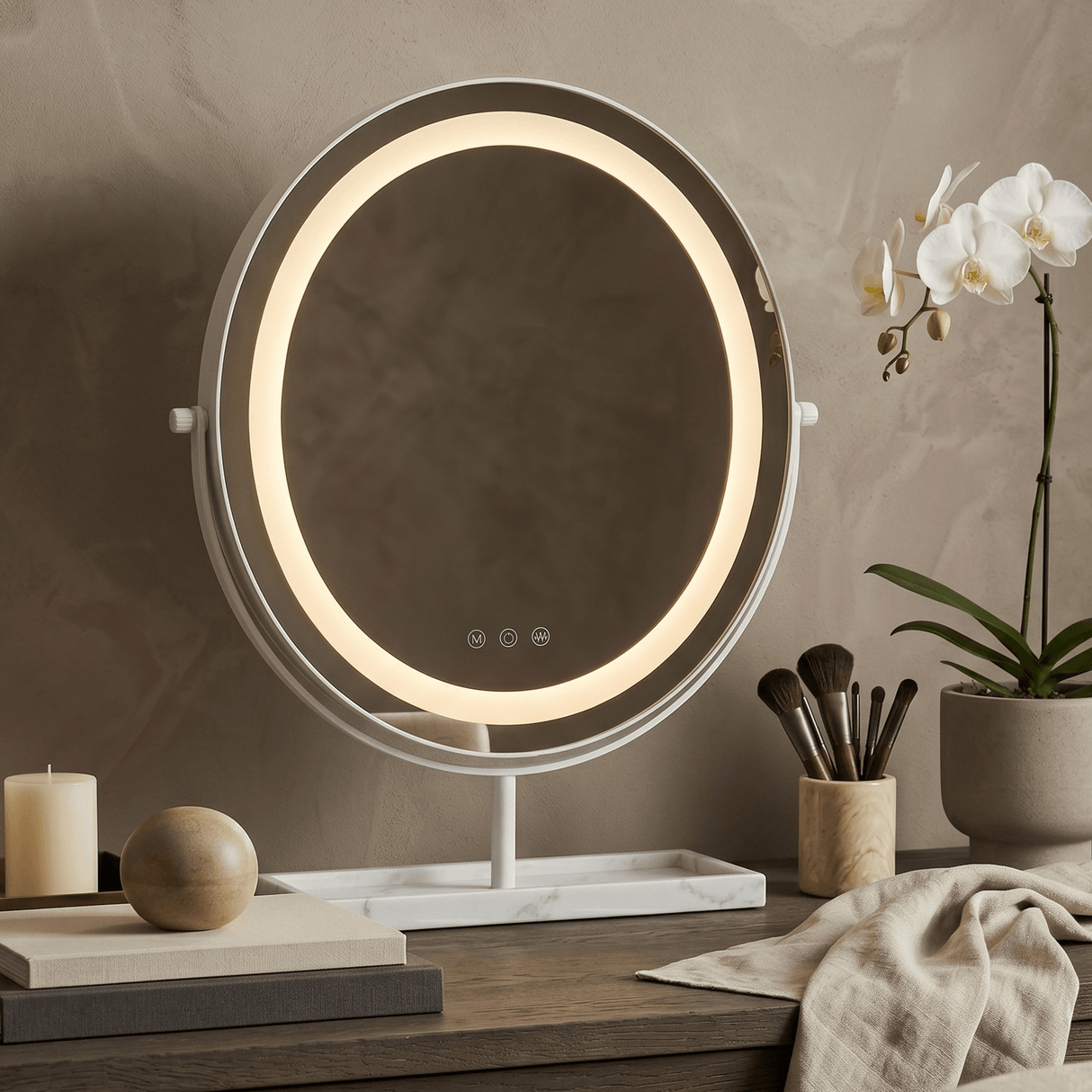 Hollywood Vanity Mirror with Adjustable LED Light and Stylish Stand for Makeup Application