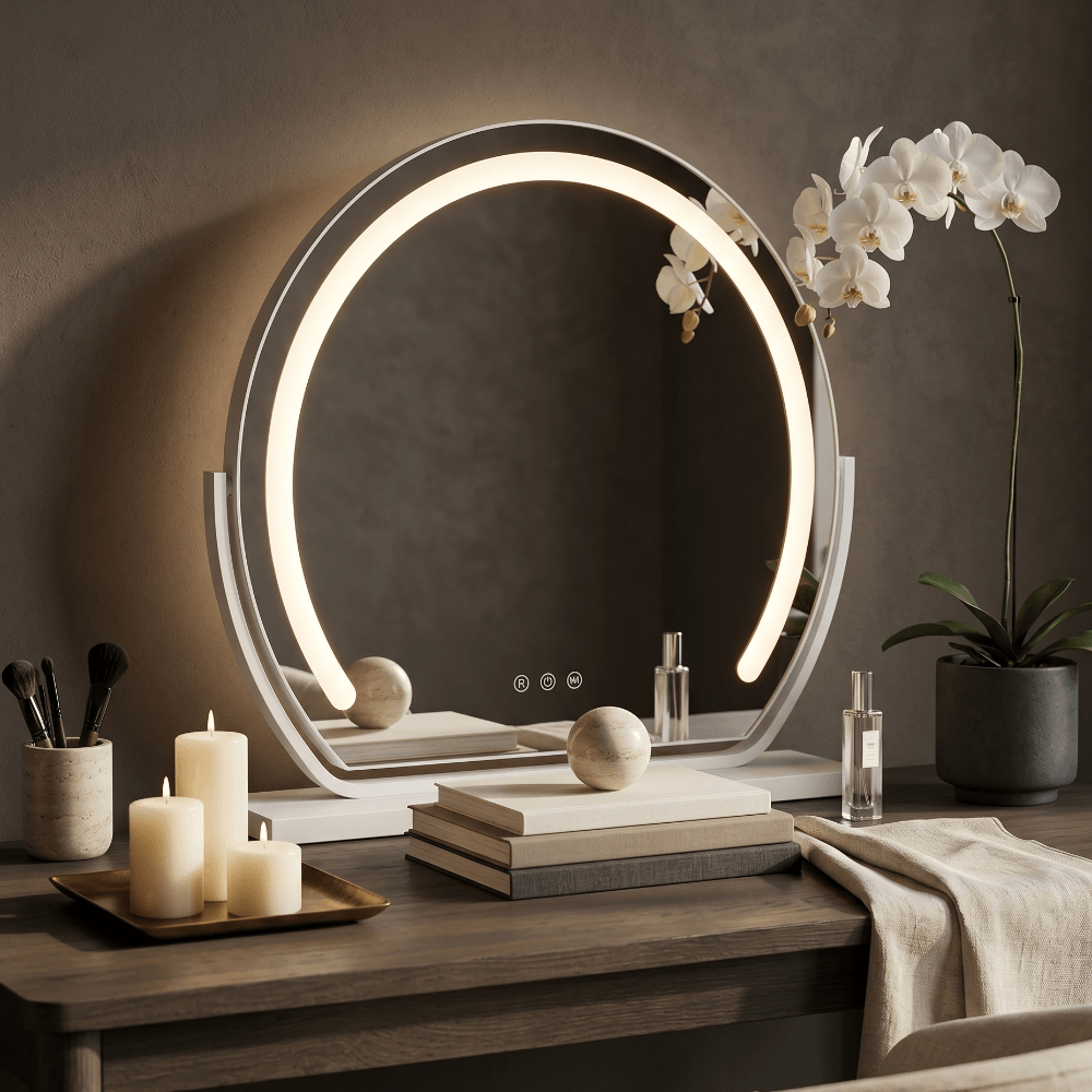 Stylish Hollywood Vanity Mirror with Integrated Lighting and Elegant Design for Modern Bedrooms