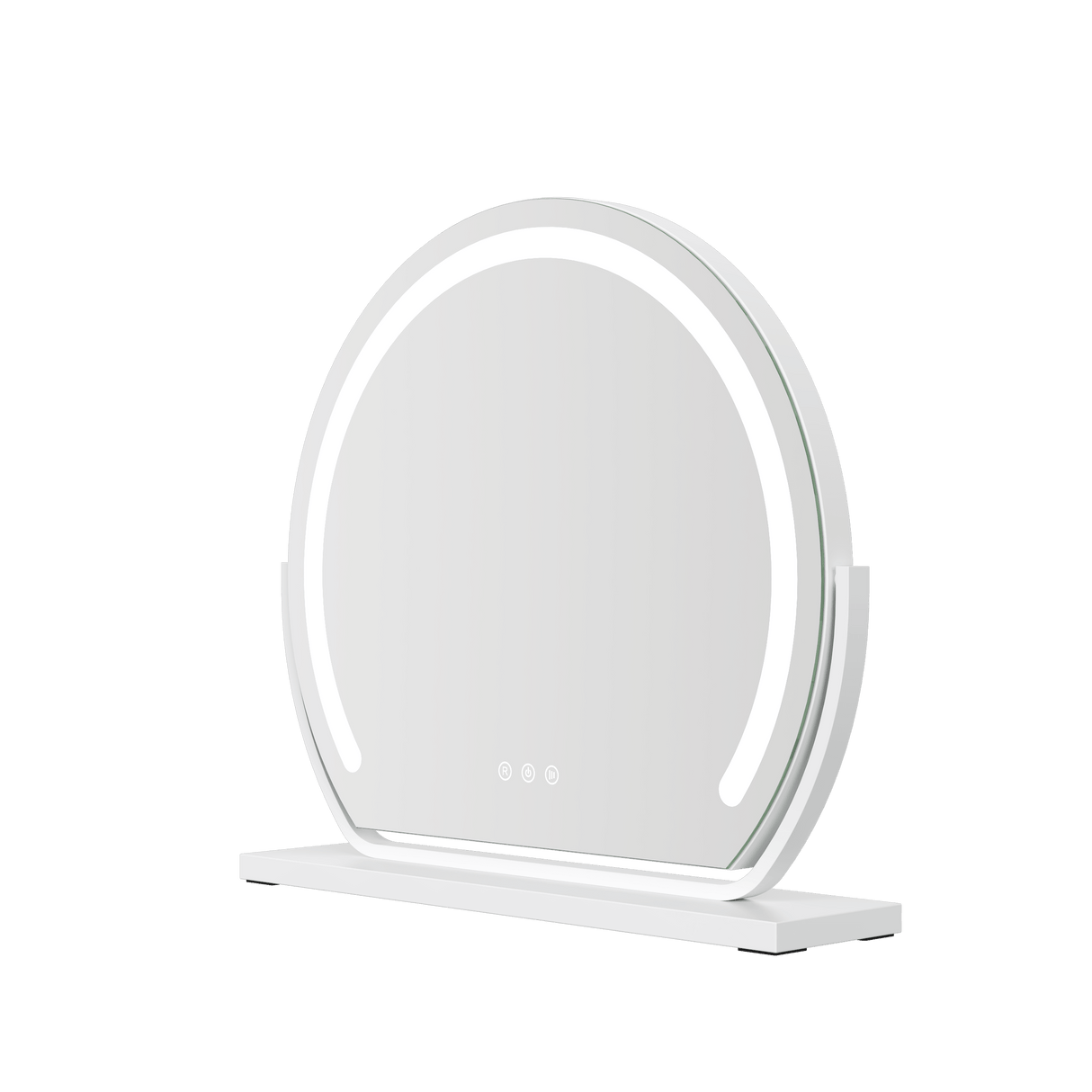 Stylish Hollywood Vanity Mirror with Integrated LED Lights and Modern White Base