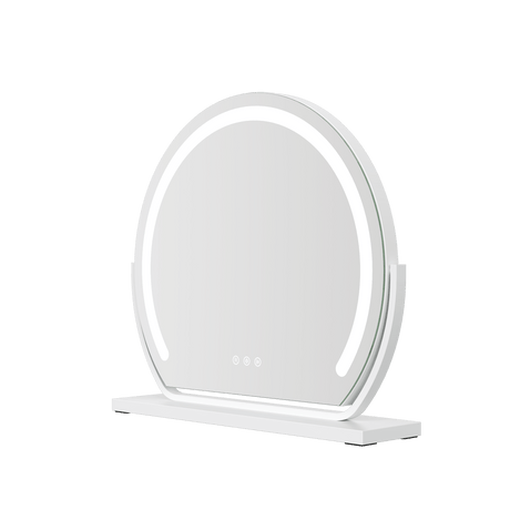 Stylish Hollywood Vanity Mirror with Integrated LED Lights and Modern White Base