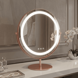 Elegant Hollywood Vanity Mirror with LED lighting and a modern rose gold finish for stylish decor