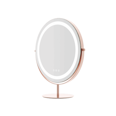 Rose Gold Vanity Mirror with LED Lights and Adjustable Stand for Glamorous Makeup Application