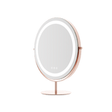 Rose Gold Vanity Mirror with LED Lights and Adjustable Stand for Glamorous Makeup Application