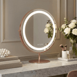 Hollywood Vanity Mirror with a circular design and illuminated ring, perfect for makeup application