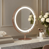 Hollywood Vanity Mirror with a circular design and illuminated ring, perfect for makeup application