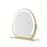 Round Hollywood Vanity Mirror with LED Light and Stylish Gold Frame for Makeup Application