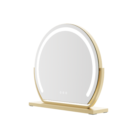 Round Hollywood Vanity Mirror with LED Light and Stylish Gold Frame for Makeup Application