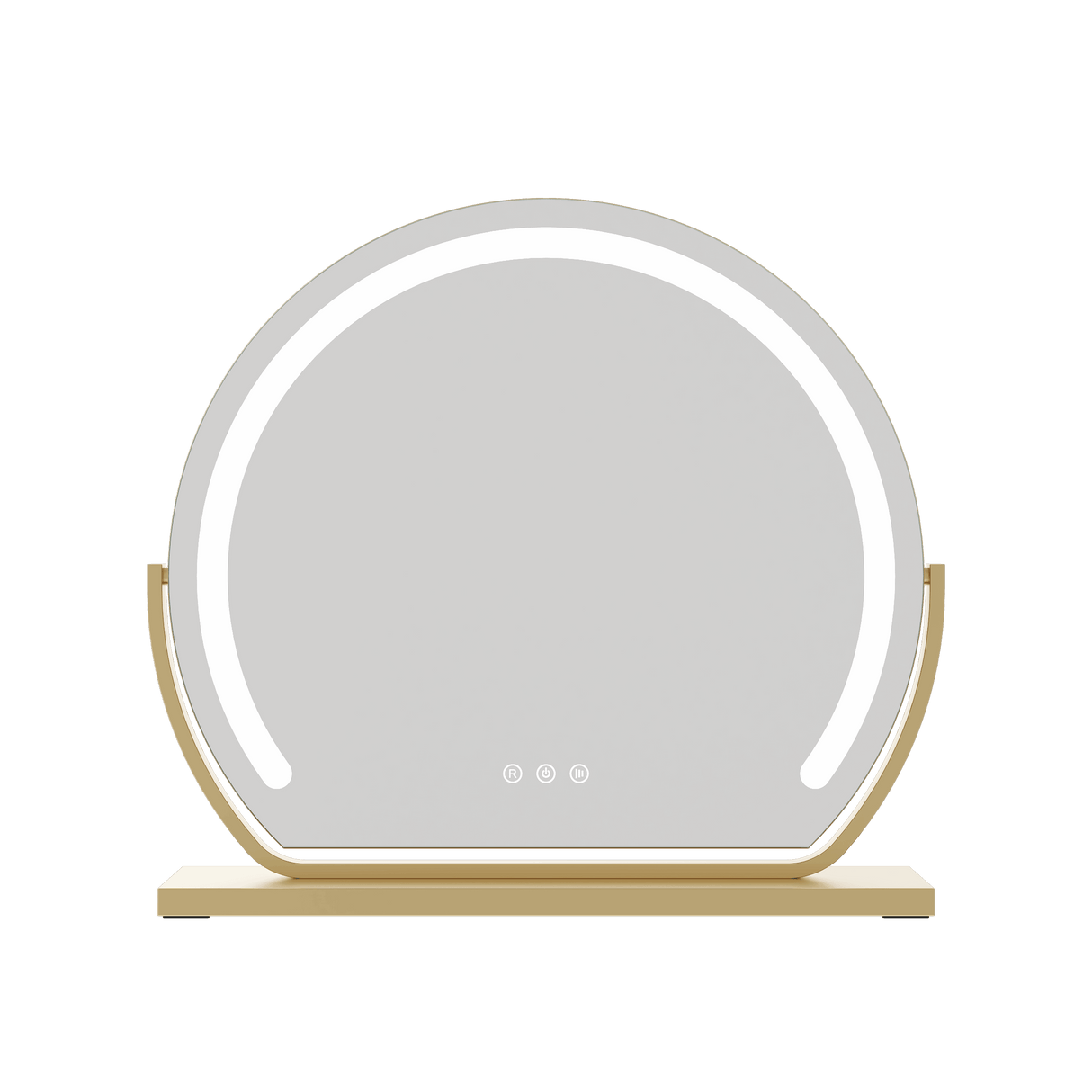 Stylish Hollywood Vanity Mirror with Built-in LED Lights and Elegant Gold Base
