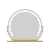 Stylish Hollywood Vanity Mirror with Built-in LED Lights and Elegant Gold Base