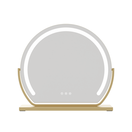 Stylish Hollywood Vanity Mirror with Built-in LED Lights and Elegant Gold Base