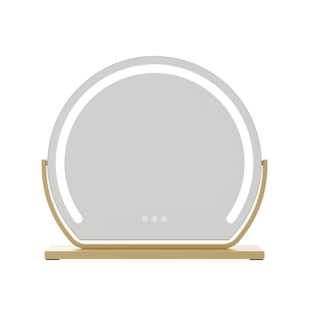 Stylish Hollywood Vanity Mirror with Built-in LED Lights and Elegant Gold Base