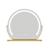 Stylish Hollywood Vanity Mirror with Built-in LED Lights and Elegant Gold Base