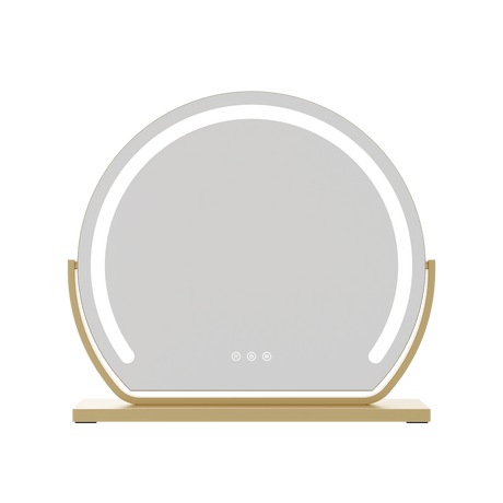 Stylish Hollywood Vanity Mirror with Built-in LED Lights and Elegant Gold Base