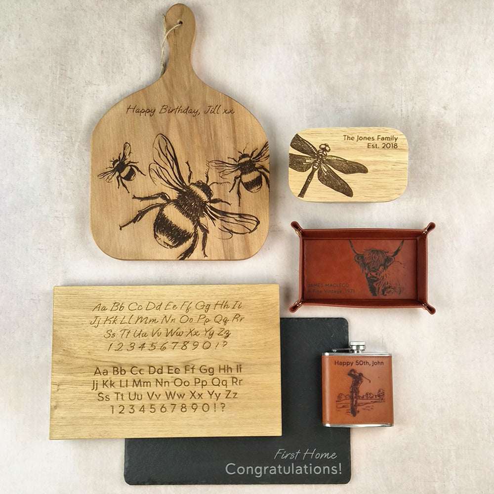 Selbrae House Serving Tray with Bee Design and Personalised Engravings for Special Occasions