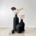 Nisu Home Black Ribbed Vases Set for Elegant Floral Arrangements and Home Decor