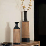 Nisu Home decorative black vase set with intricate woven design for stylish home decor