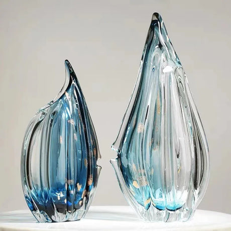 Nisu Home Decorative Glass Vase set with elegant blue hues and unique shape for stylish home decor