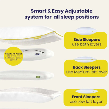 Brightr Sleep Vegan Down Pillow with adjustable layers for all sleep positions and anti-allergy features