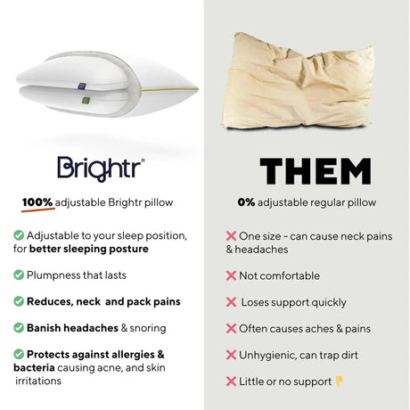 Brightr Sleep Vegan Down Pillow, adjustable for optimal comfort and support, perfect for sleep posture