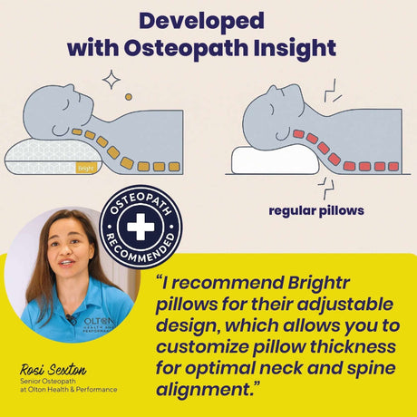 Vegan Down Pillow by Brightr Sleep, featuring adjustable design for optimal neck and spine alignment