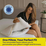 Brightr Sleep Vegan Down Pillow with adjustable layers for personalised comfort and support