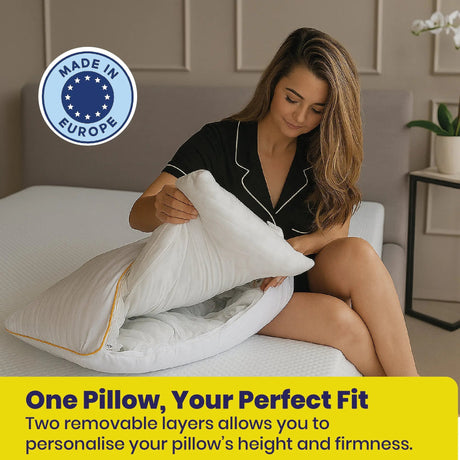 Brightr Sleep Vegan Down Pillow with adjustable layers for personalised comfort and support