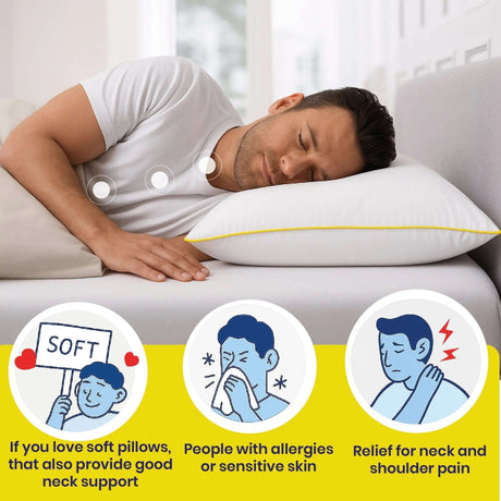 Brightr Sleep Vegan Down Pillow providing soft comfort with anti-allergy features for neck and shoulder relief