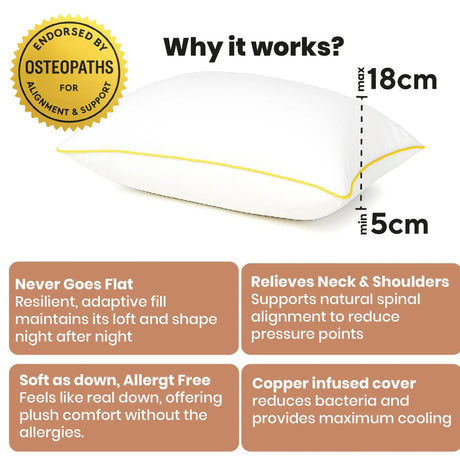 Brightr Sleep Vegan Down Pillow with adjustable microfibre fill for comfort and anti-allergy properties