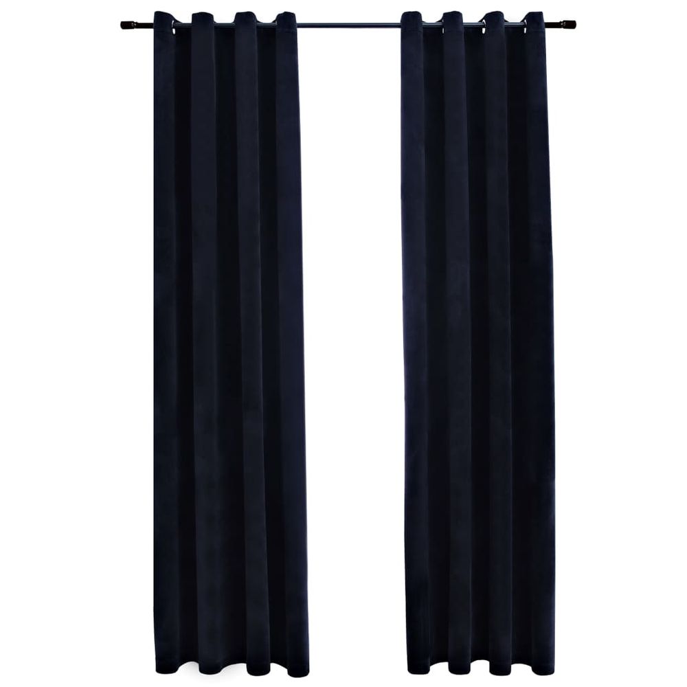 vidaXL Blackout Curtains with Rings 2 pcs Velvet Black 140x175 cm vidaXL