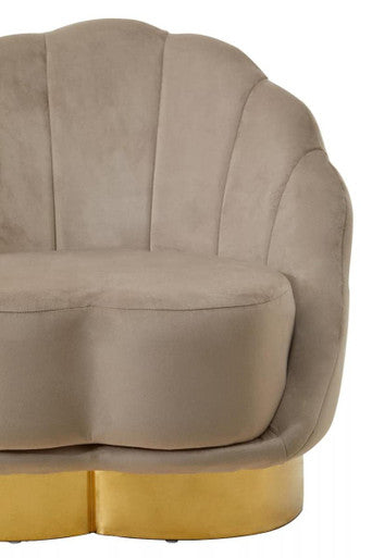 Elegant Orsina Velvet Chair in soft beige with a stylish gold base, perfect for any room decor