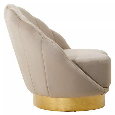 Orsina Velvet Chair in beige with a gold base, perfect for adding elegance to your living space